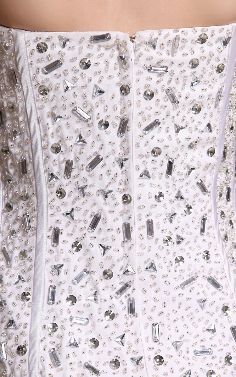 Strapless Chiffon Floor-Length Sheath Dress With Beading