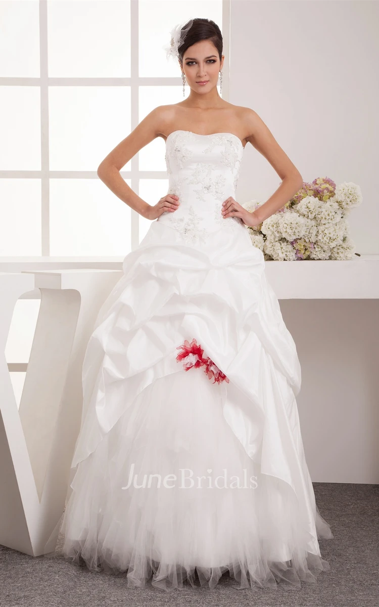 Strapless Pick-Up A-Line Tulle Gown with Beading and Corset Back