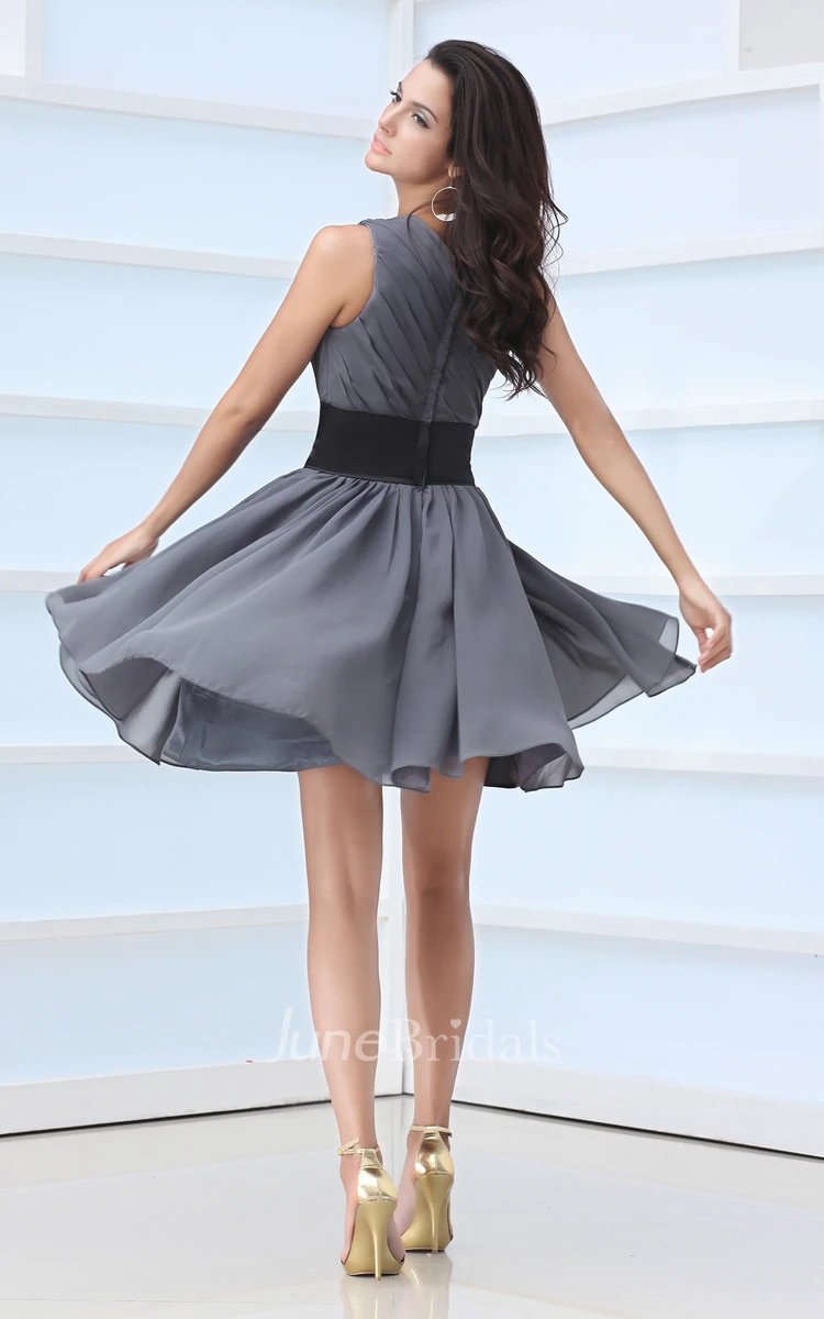 Lovely Asymmetrical One-Shoulder Dress With Floral Sash