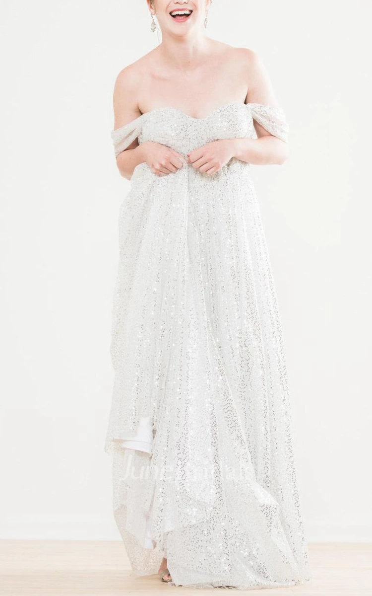 Silver Sequin Tulle Wedding Amanda Dress