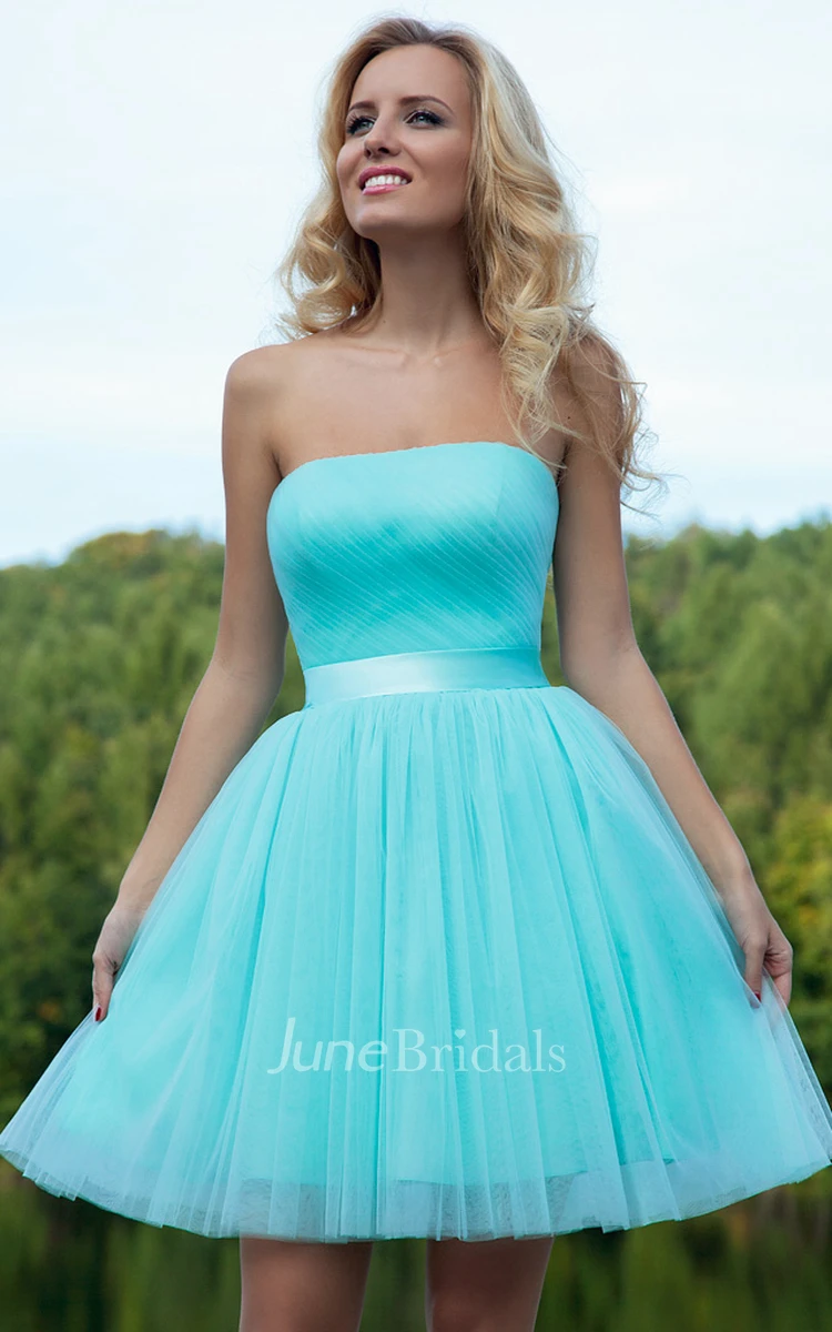 Tulle mini prom clearance dress with ribbon ties