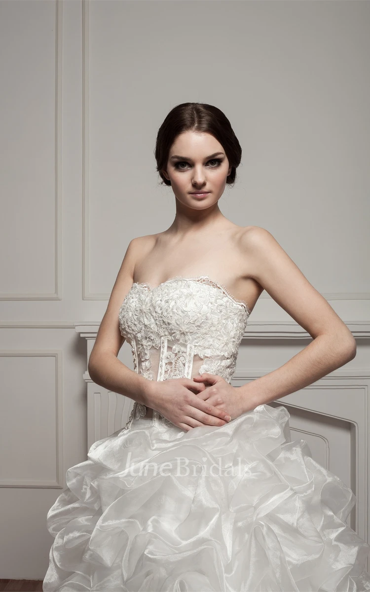 Sweetheart Lace Pick-Up Gown with Beading and Illusion Waist