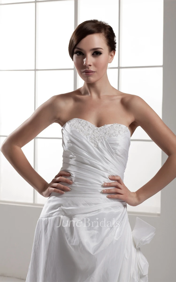 Sweetheart Criss-Cross Pick-Up Gown with Appliques and Flower