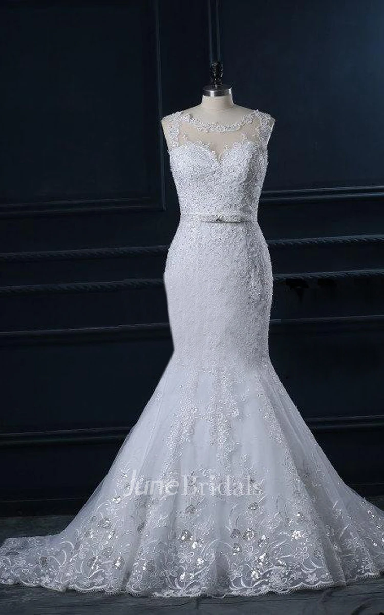 Trumpet Sweetheart Cap Sleeve Tulle Lace Satin Dress With Beading
