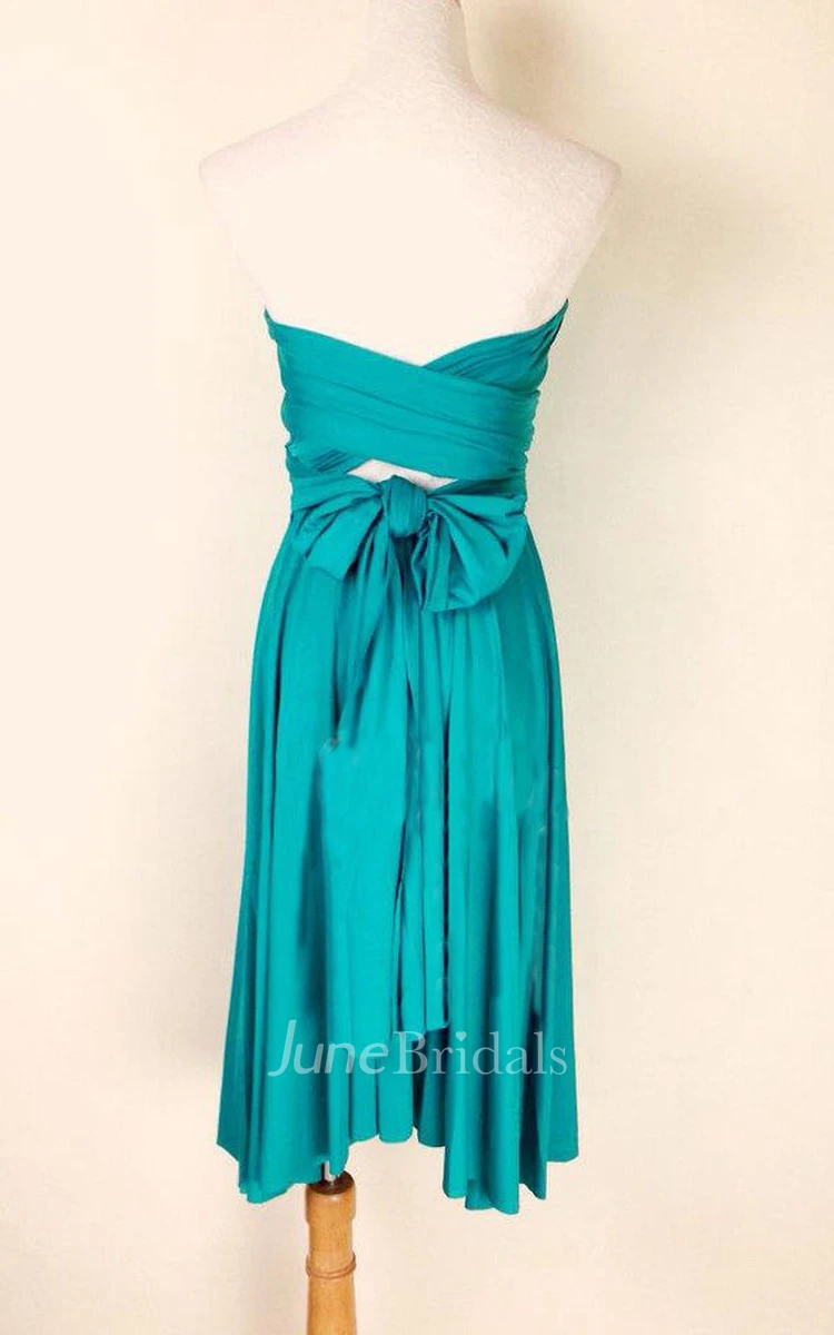 Infinity Emerald Green Knee Length Wrap Convertible Dress