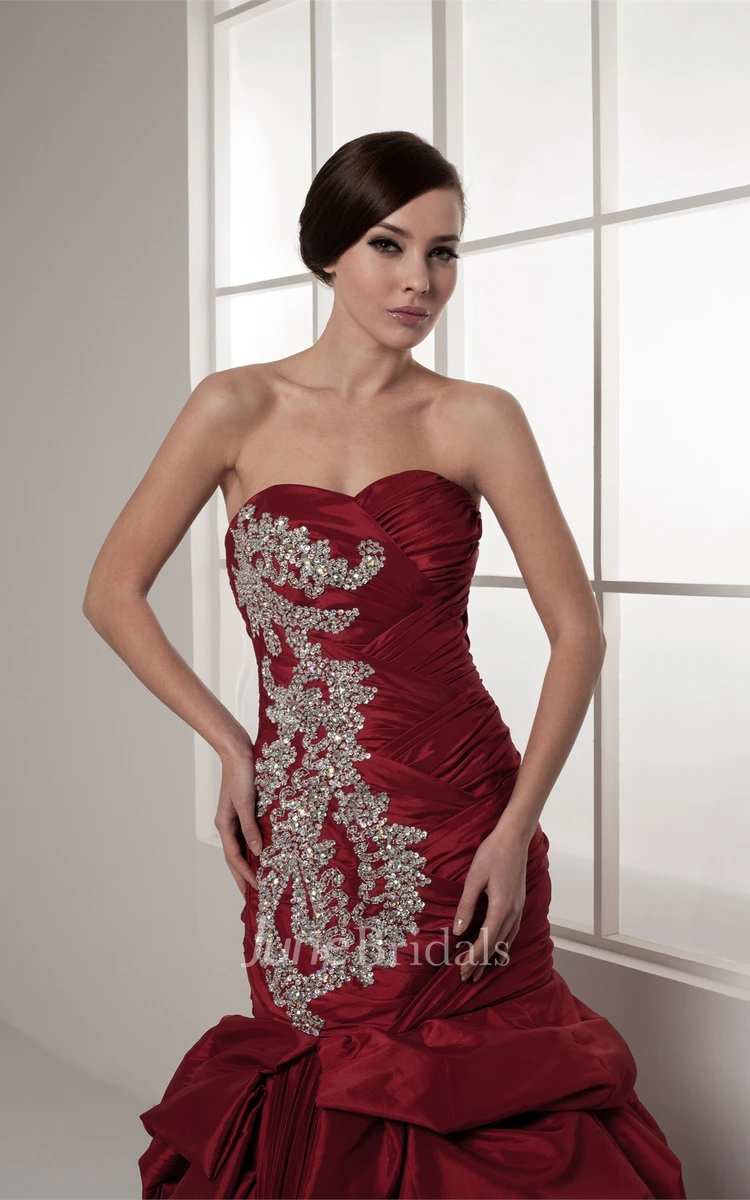 Sweetheart Criss-Cross Pick-Up Gown with Crystal Detailing