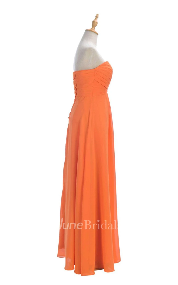 Strapless Ruched A-line Gown With Lace-up Back
