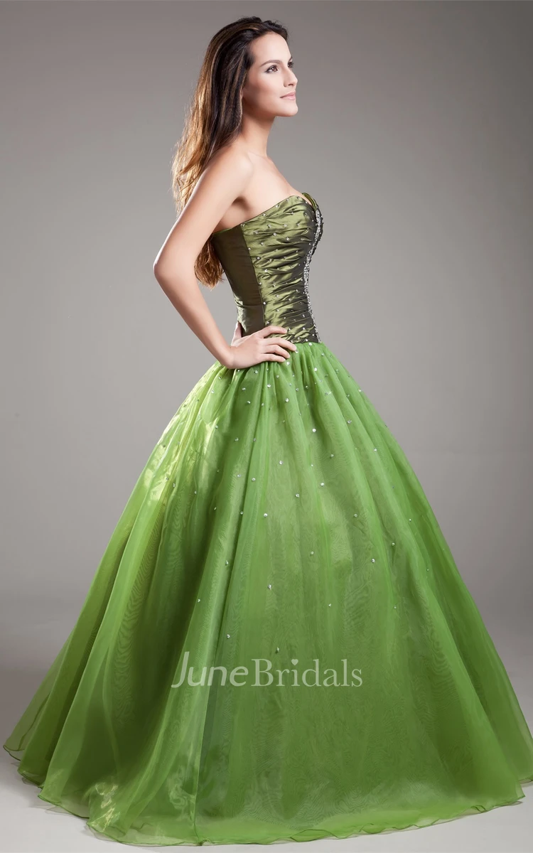 Sweetheart A-Line Ball Gown with Beading and Ruched Bodice