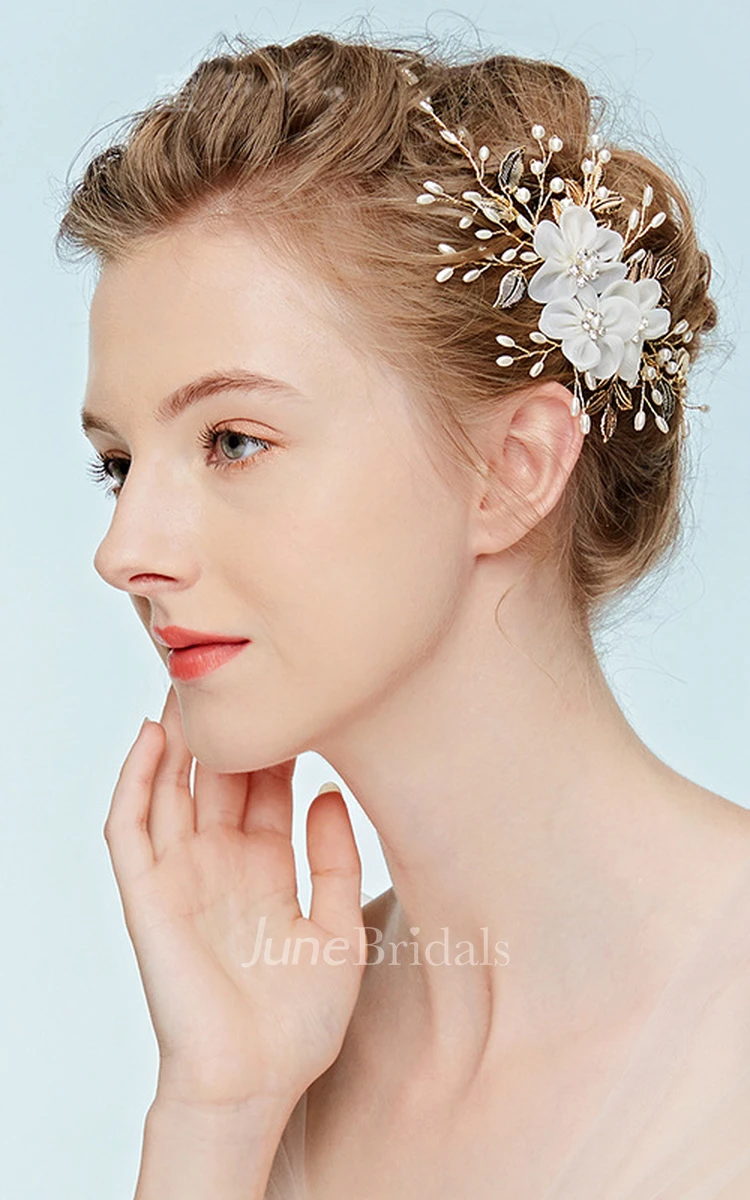 New Aesthetic Rhinestone Pearl Handmade Yarn Tassel Bride Headdress