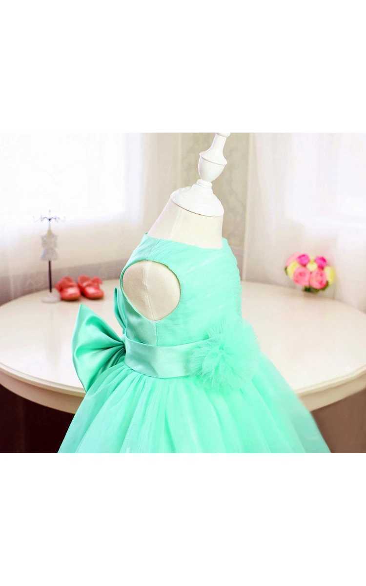 Basic Style Sleeveless Organza Floor Length Toddler Girl Dress