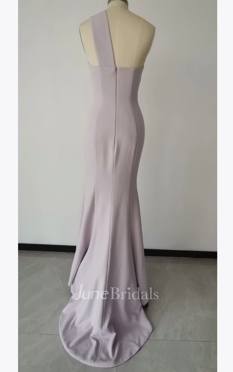 Mermaid One-shoulder Jersey Beach Garden Evening Dress Casual Sexy Elegant Romantic Adorable With Zipper Back And And Sleeveless