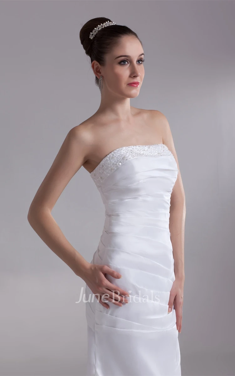 strapless sheath mermaid dress with corset back and beading