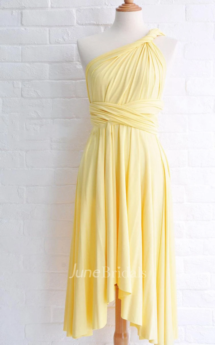 Infinity Sunshine Yellow Knee Length Wrap Convertible Dress