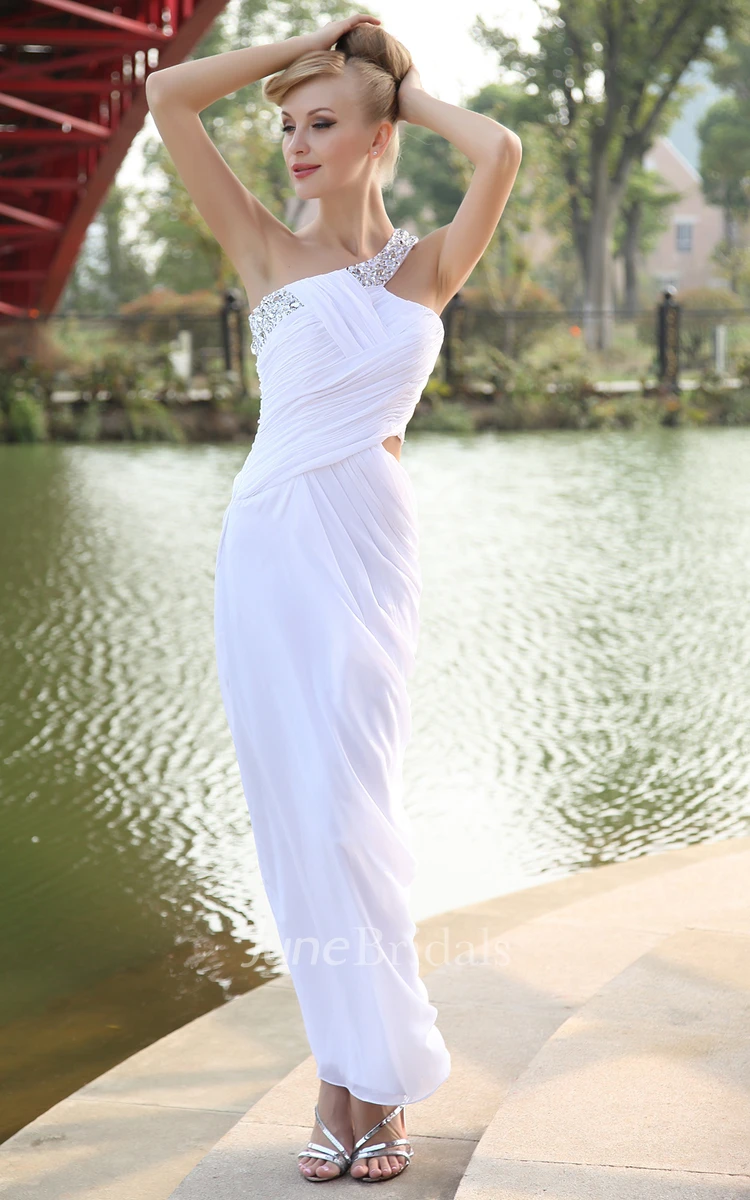Body-Fitting Asymmetrical One-Shoulder Dress With Beaded Strap - June  Bridals