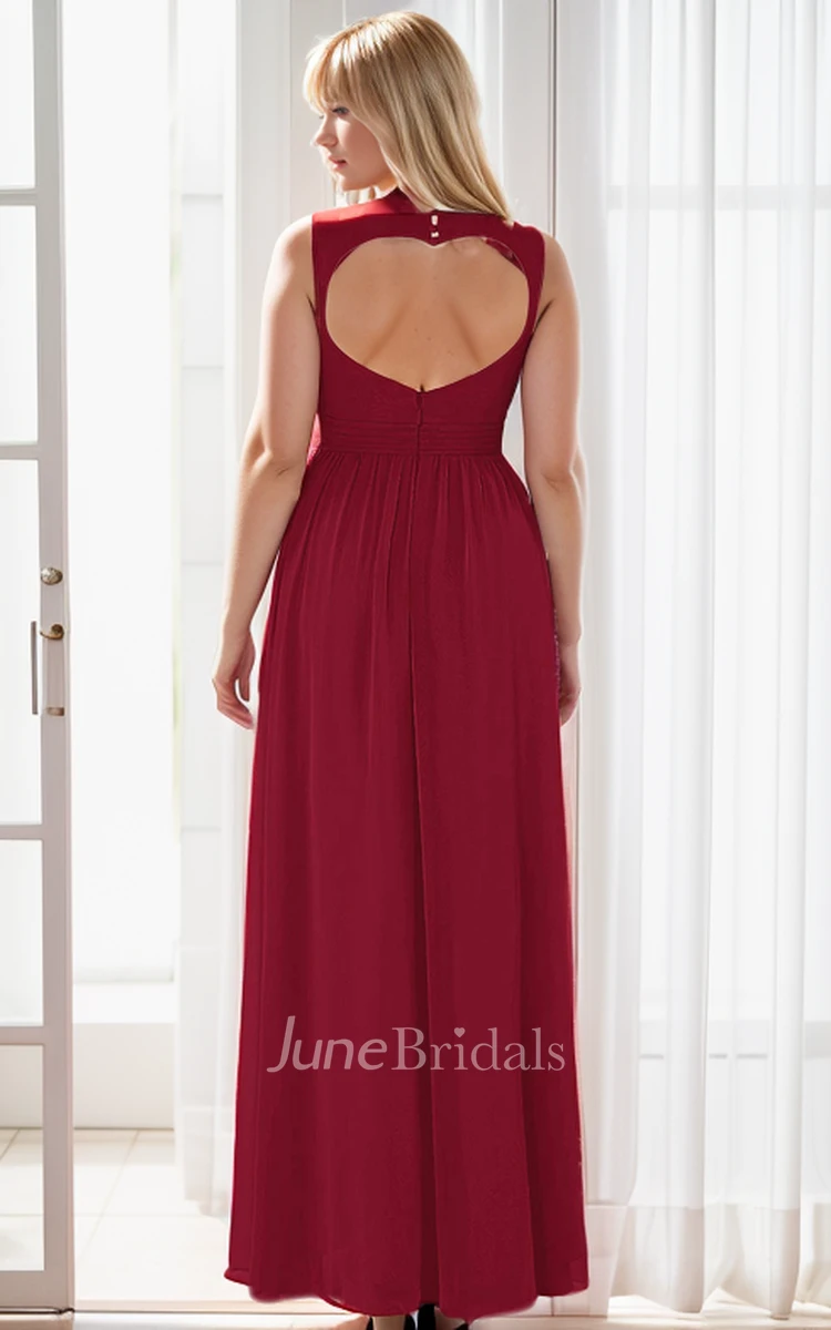 Elegant Burgundy A-Line Wide Strap Maxi Plus Size Bridesmaid Dress Simple Casual Ruched Guest Dress with Pocket