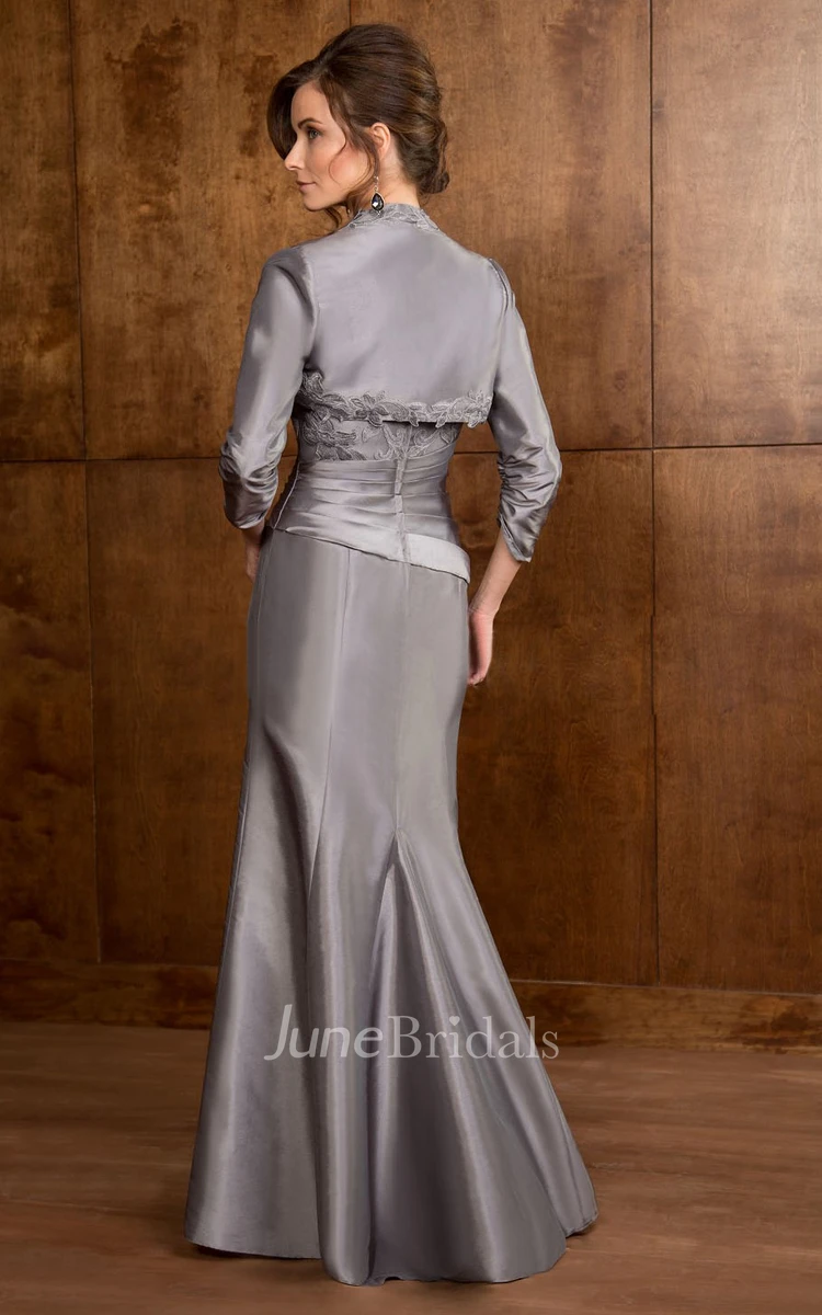 Matching Jacket Appliques Long 3-4-Sleeved Mother Of The Bride