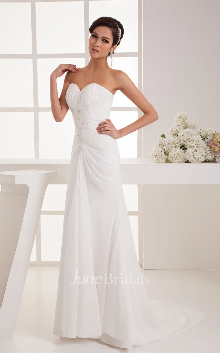 Sweetheart Ruched A-Line Maxi Dress with Stress