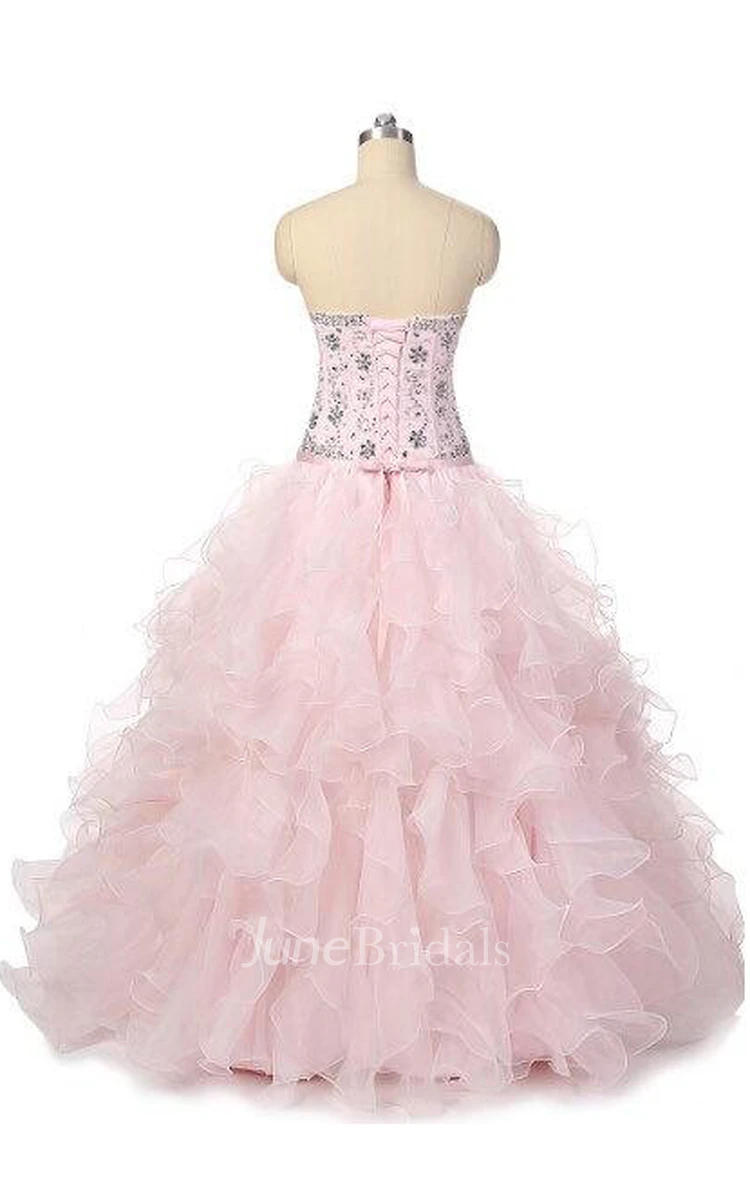 Ball Gown Sweetheart Organza Dress With Beading