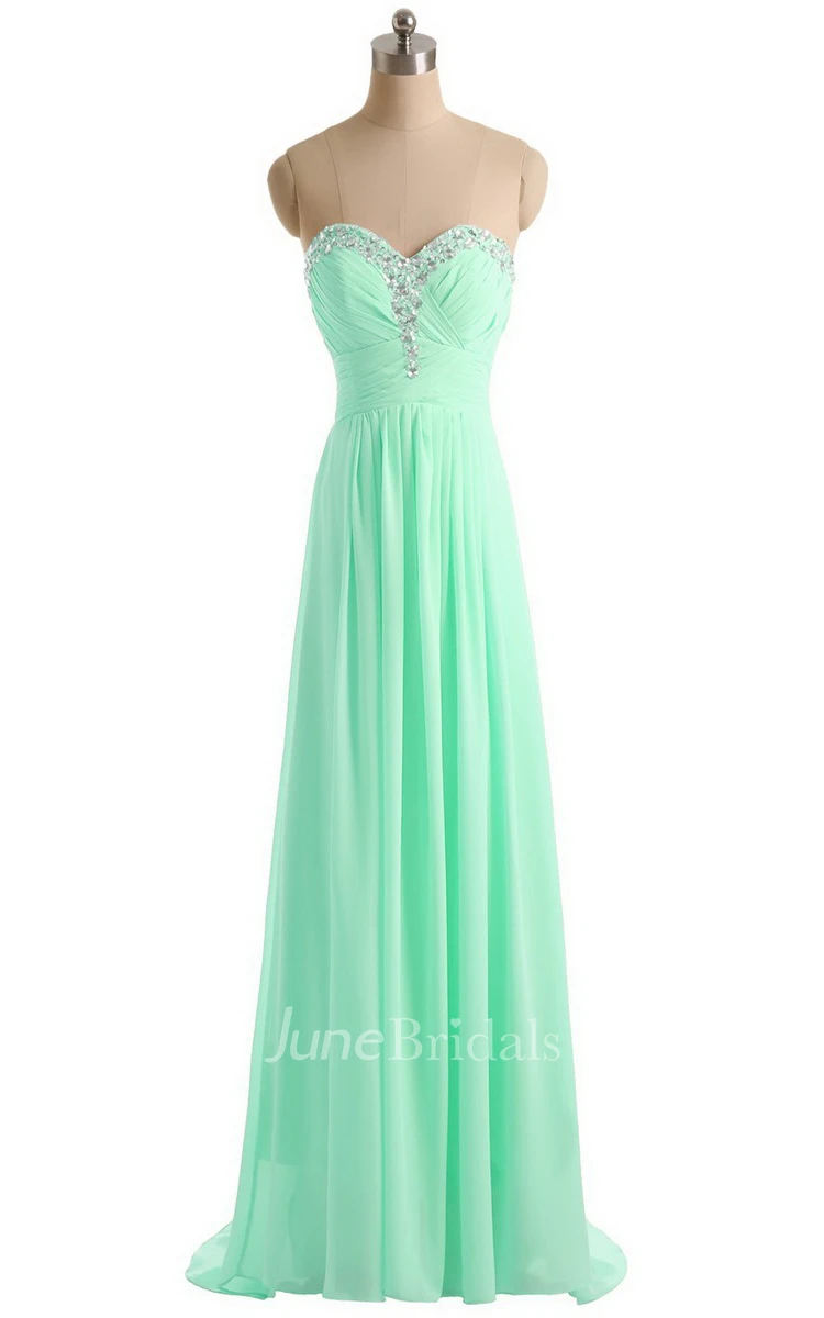 Sweetheart Empire Chiffon Dress With Sequined Bustline
