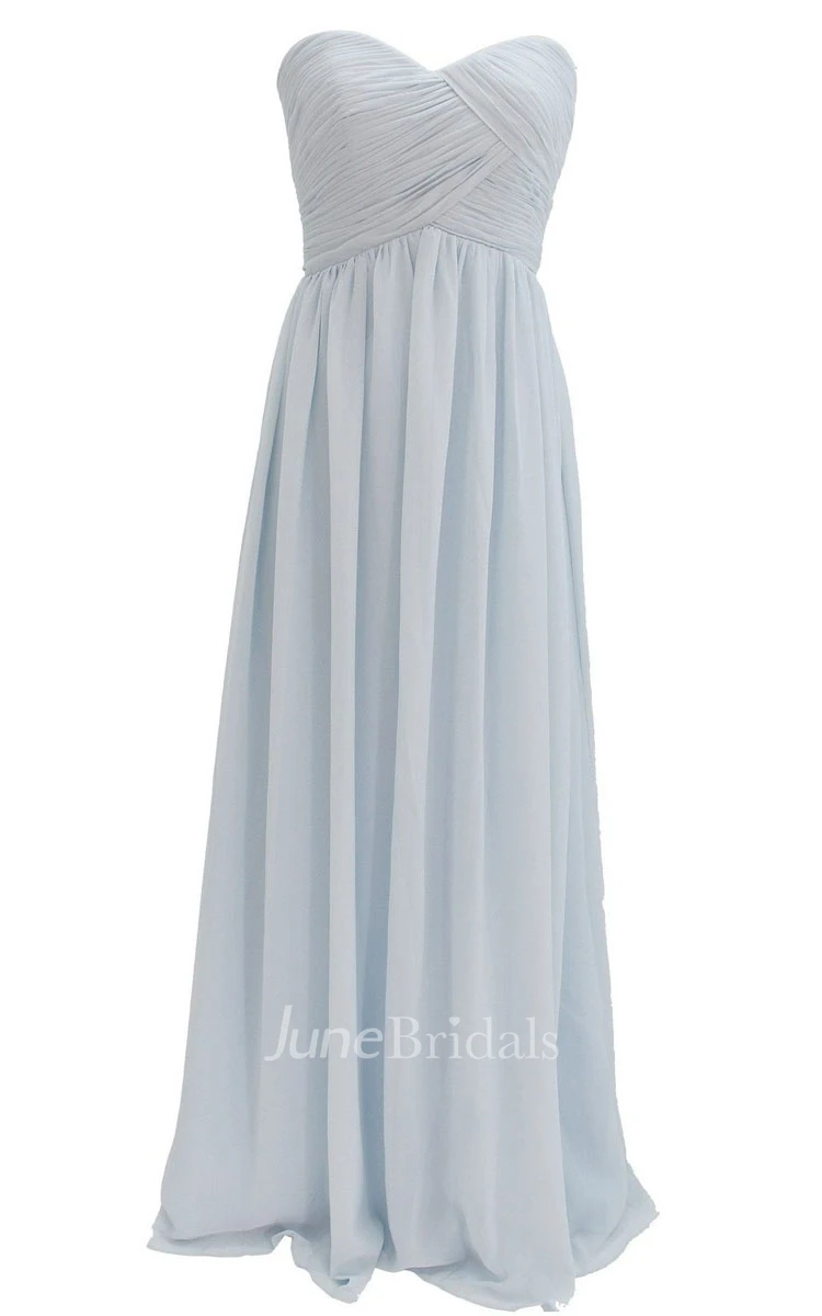 Elegant Strapless Sweetheart Ruched Chiffon A-line Gown