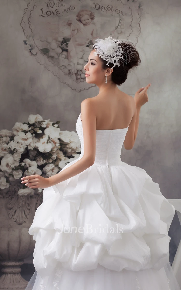 Sweetheart Pick-Up Tulle Gown with Appliqued Top