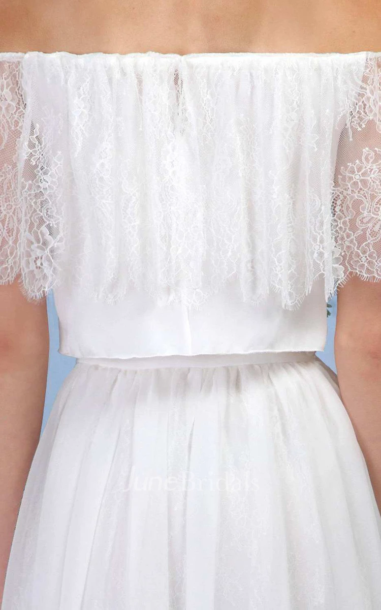 Off-The-Shoulder Chiffon Lace Wedding Dress