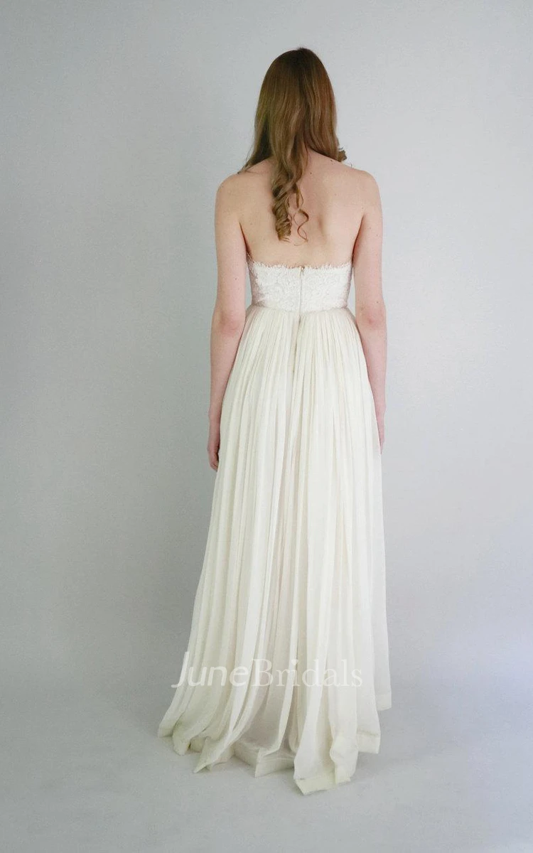 Lace And Chiffon Strapless Gown Samantha Size 10 Dress
