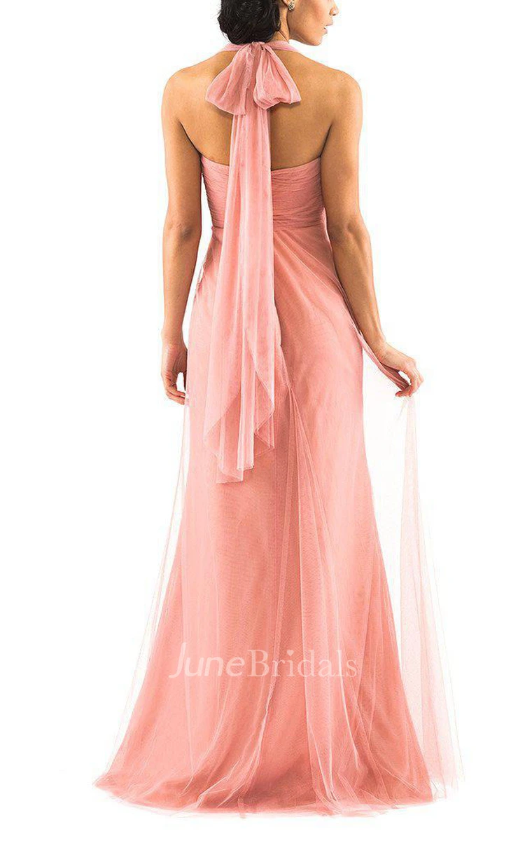 Queen Anne Ruched Empire Long Tulle Dress
