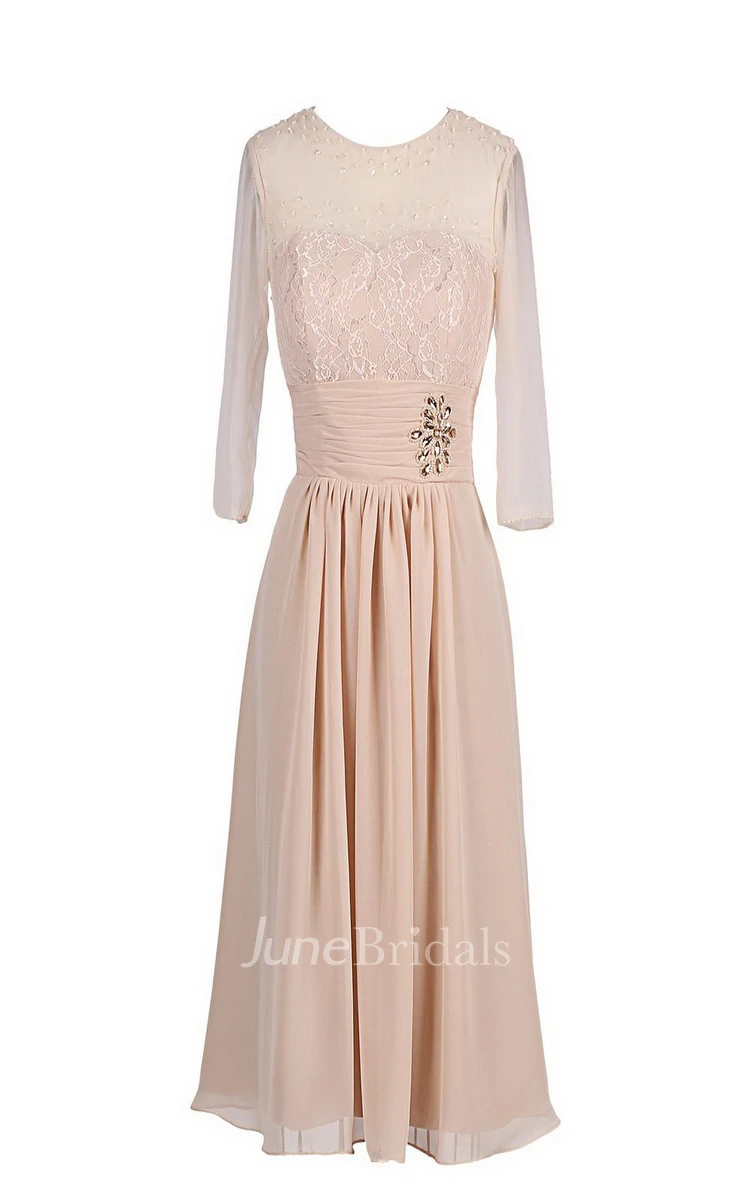 Scoop Neckline Bridal Dress With Long Sleeves