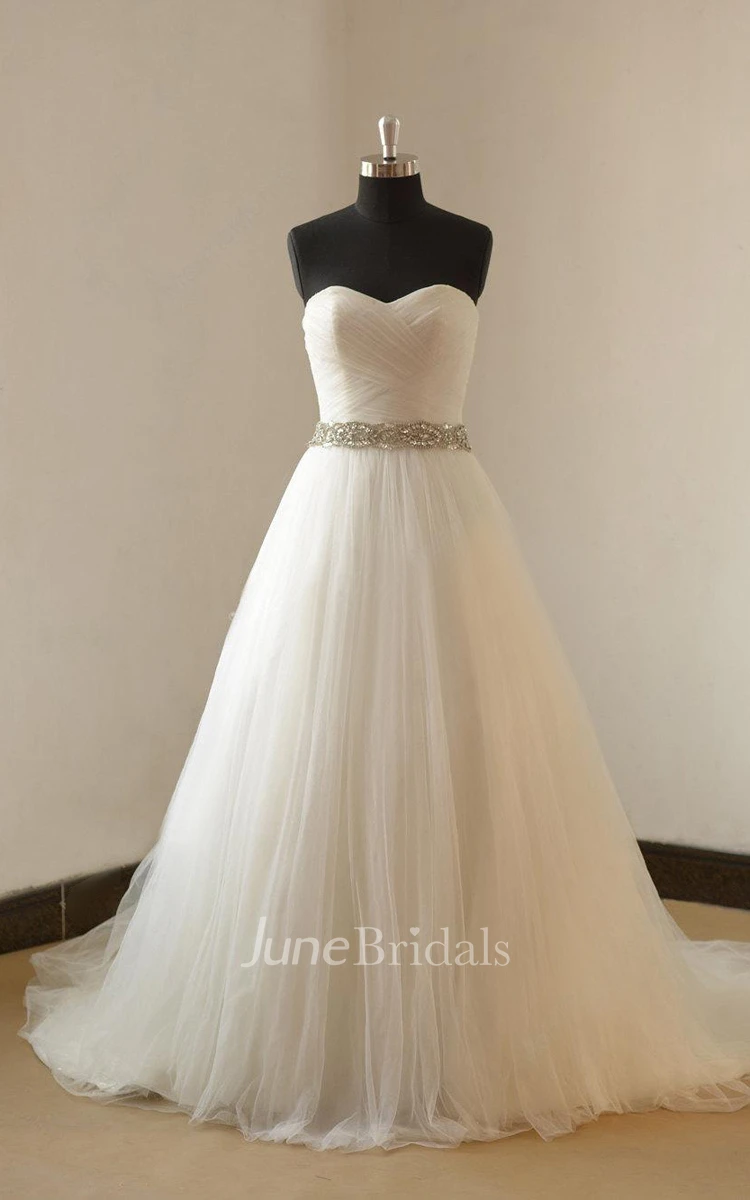 A-Line Tulle Lace Satin Dress With Bolero Lace-Up Back