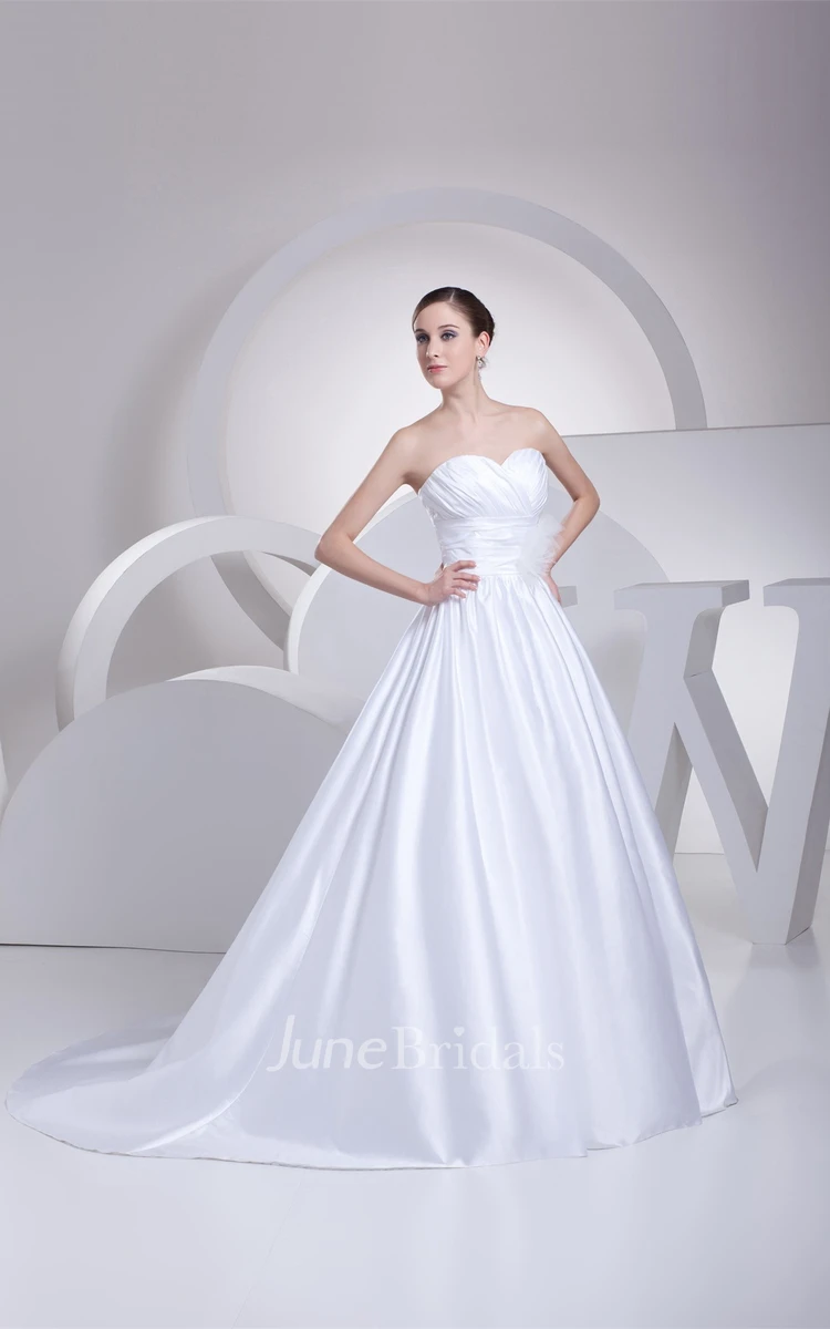 Sweetheart Criss-Cross Pleated Ball Gown with Floral Waist