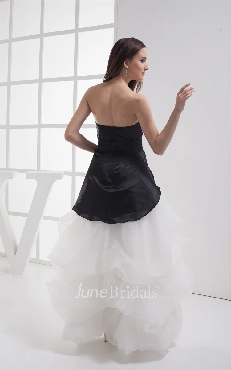 Black-And-White High-Low Dress with Tiers and Ruffles