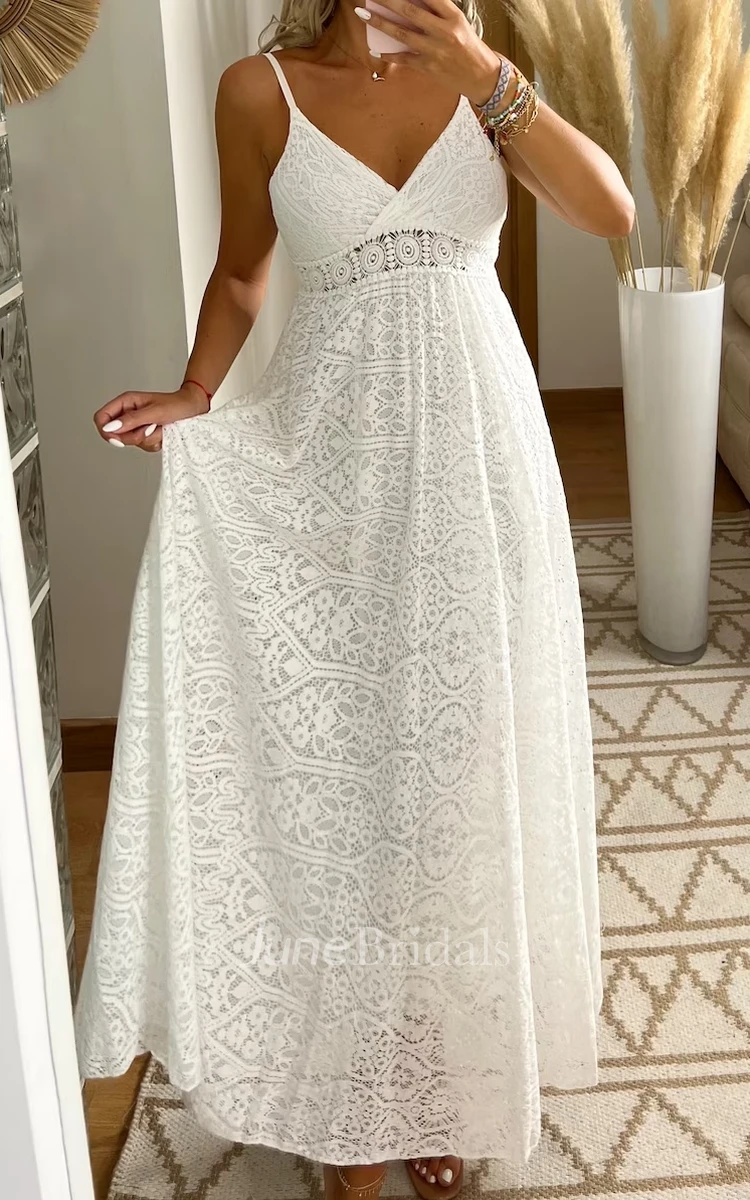 Spaghetti Straps Maxi A Line Beach Wedding Dress Spaghetti Straps Maxi A Line Beach Wedding Dress