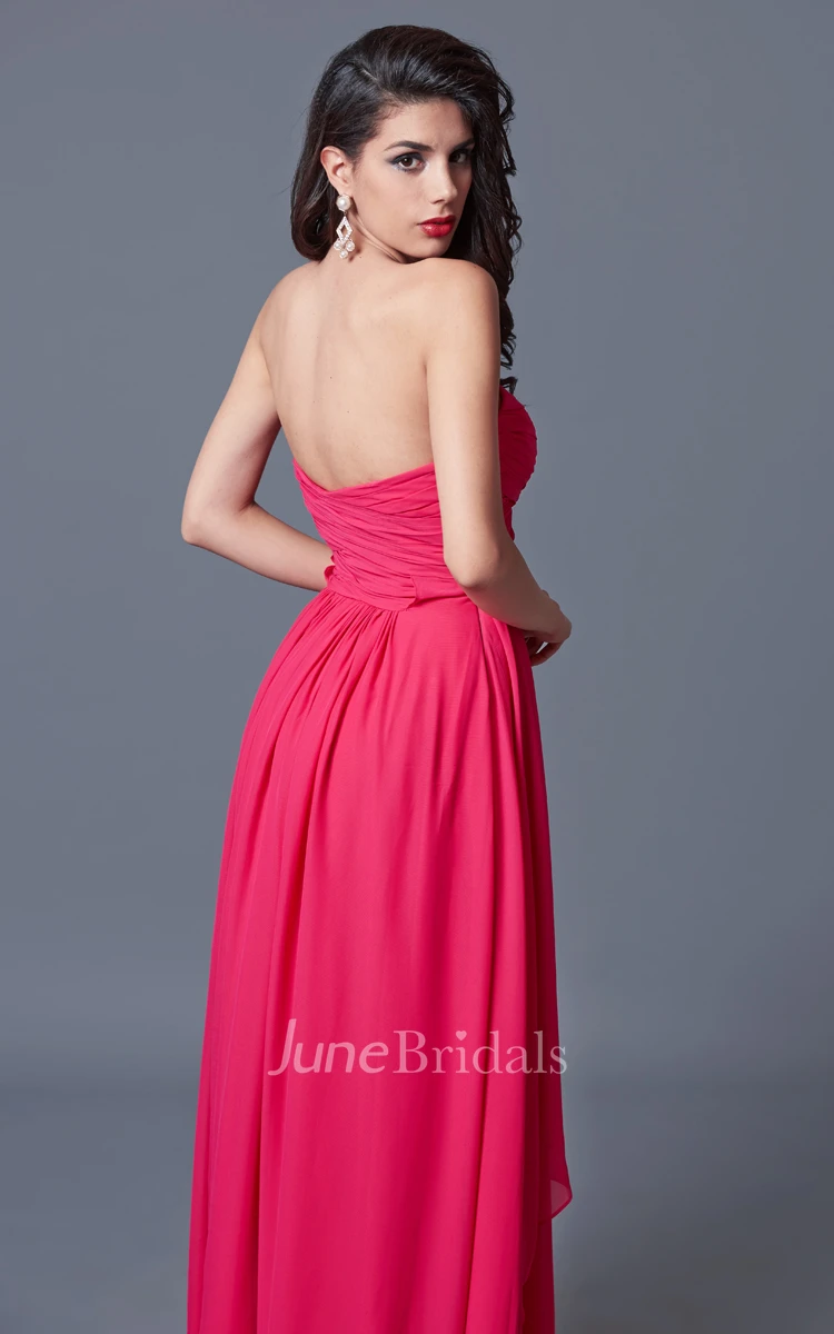 Ruffled Sleeveless Criss-crossed Chiffon Gown With Backless