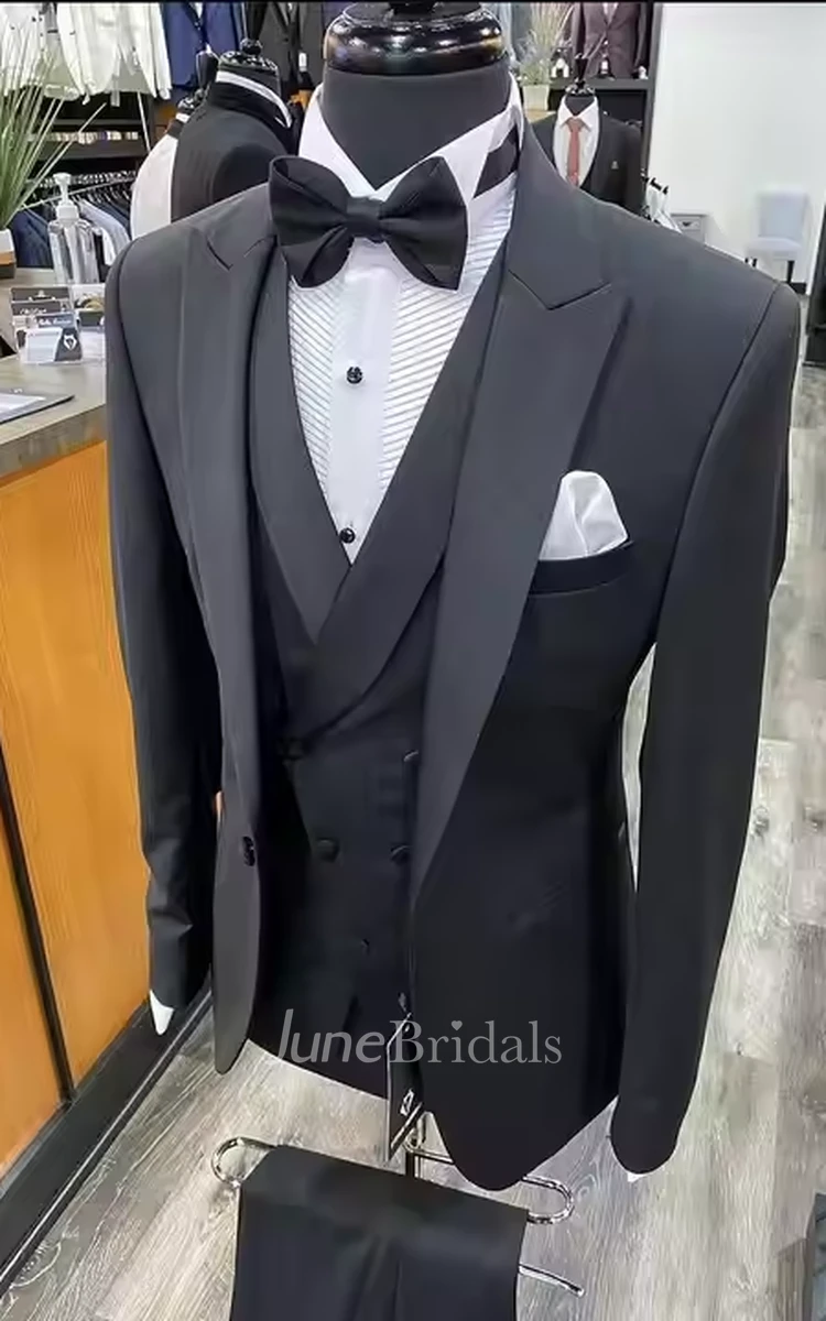 Modern Black 3 Pieces Men's Suits Formal Men's Tuxedo Wedding Suits Blazer Jacket Vest Pants