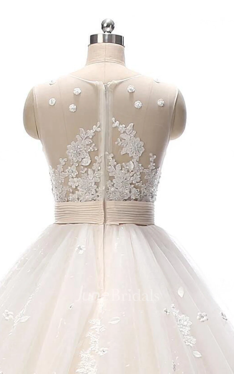Ball Gown Court Train Lace Organza Weddig Dress