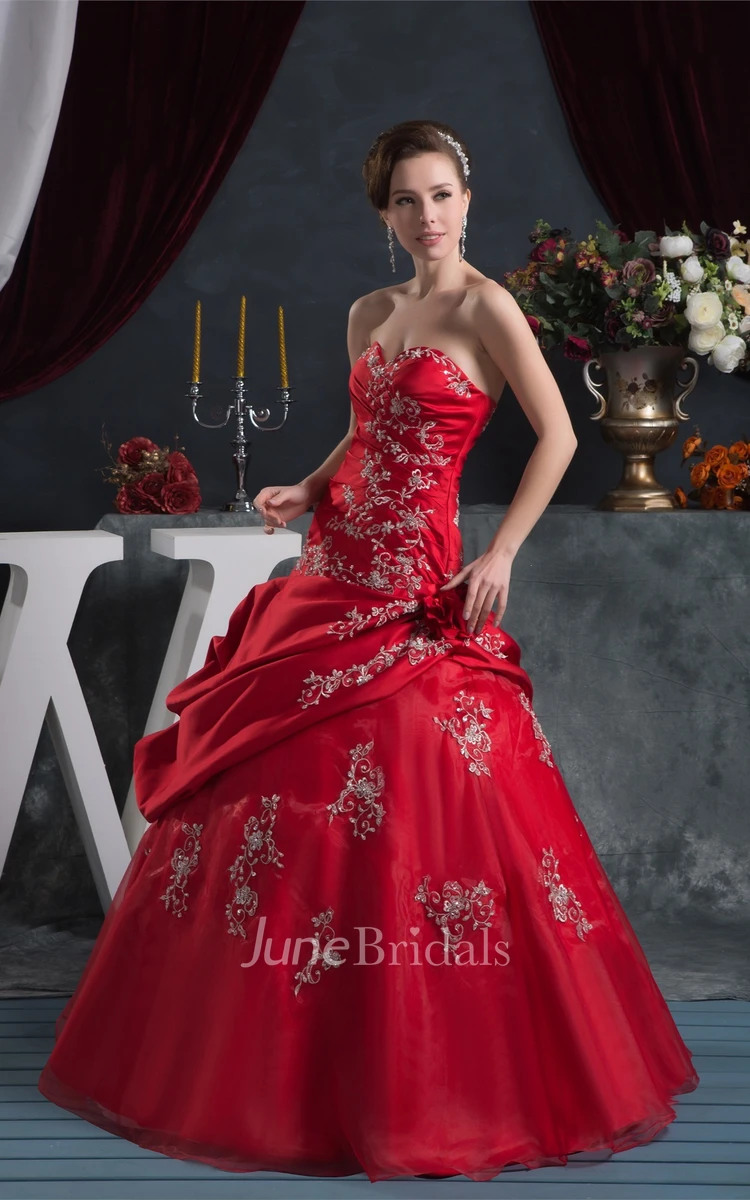 Sweetheart Pick-Up Ball Gown with Beading and Embroideries