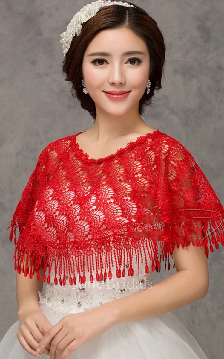New High-end Lace Red Word Collar Shoulder Cape Shawl