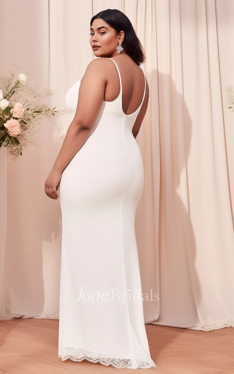 2024 Plus Size Chiffon Sleeveless Mermaid Wedding Dress Spaghetti V-neck Simple Casual Sexy Ethereal Modern