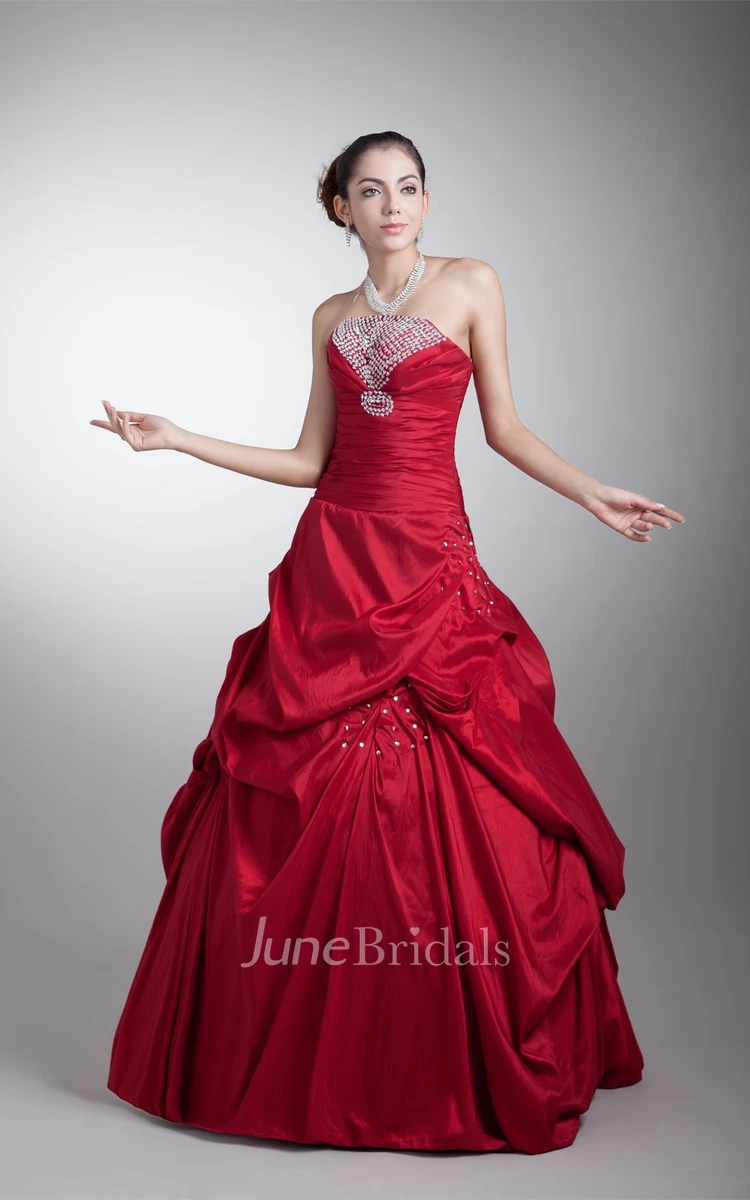 Strapless Pick-Up Ball Gown with Beading and Corset Back