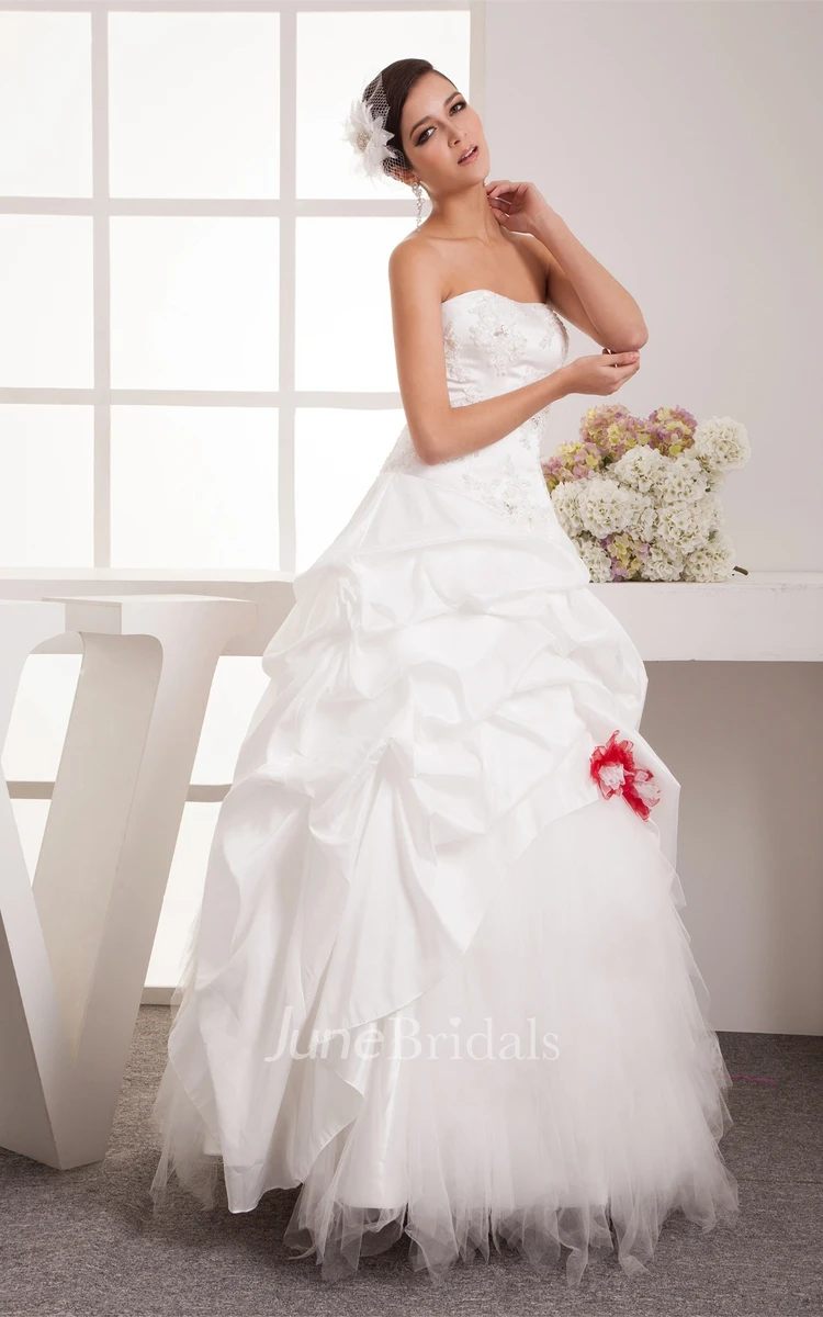 Strapless Pick-Up A-Line Tulle Gown with Beading and Corset Back