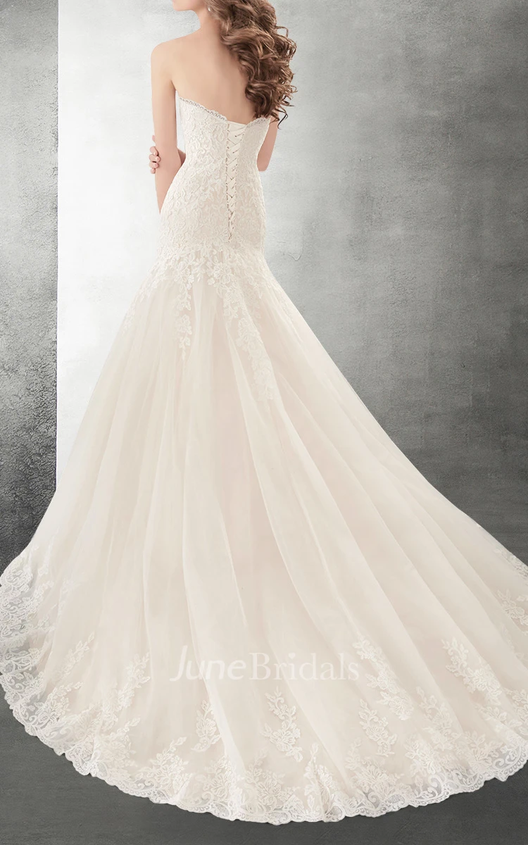 Sweetheart Mermaid Lace Wedding Dress With Lace Up Back
