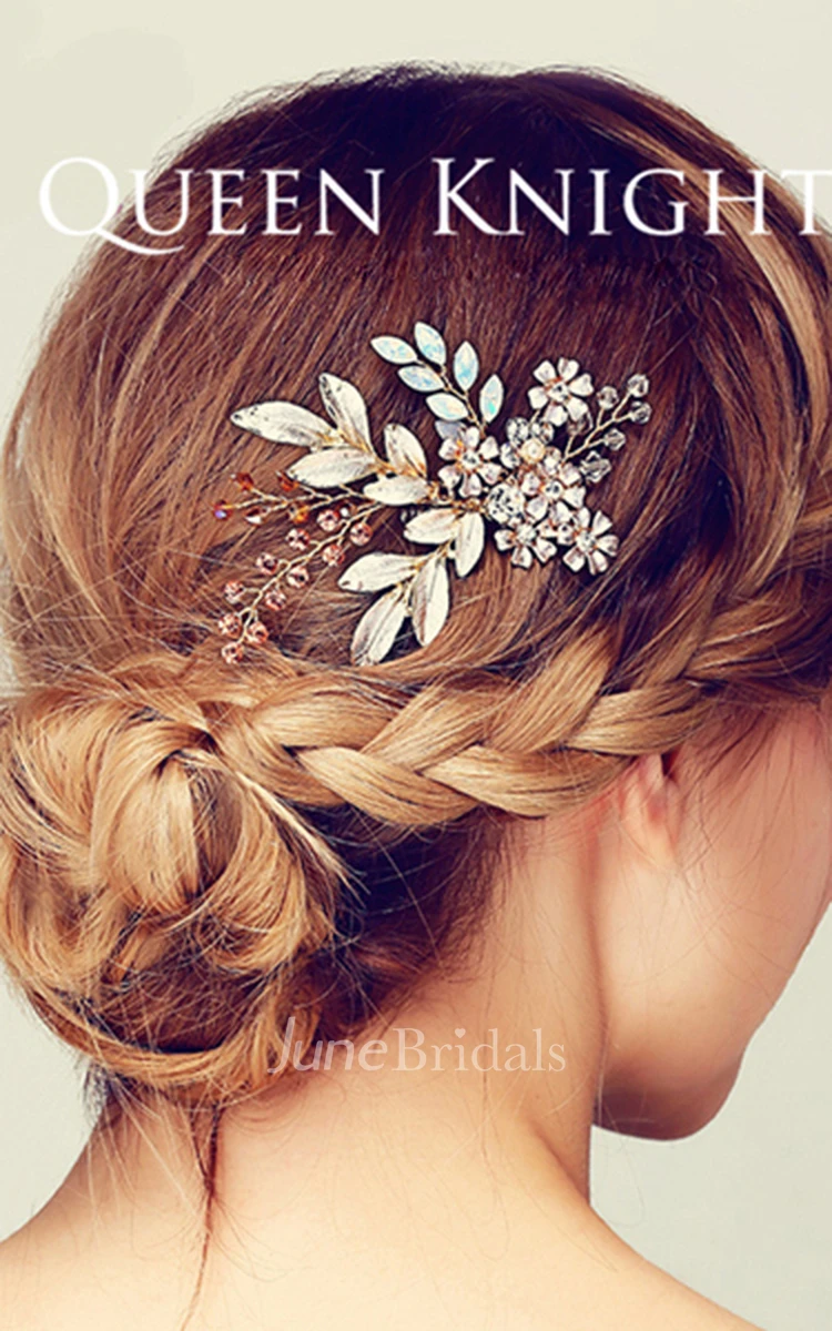 Hand-woven Champagne Color Vine Flower Branches Hair Comb