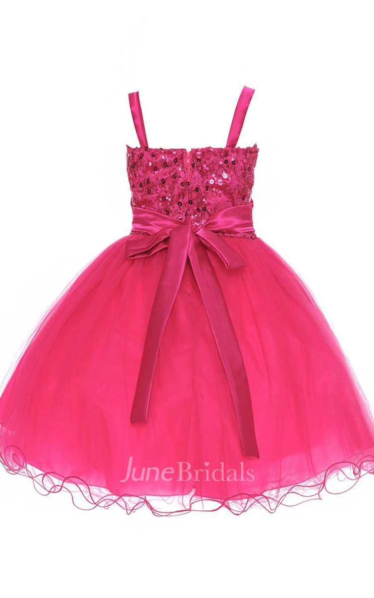 Sleeveless A-line Appliqued Organza Dress With Bow