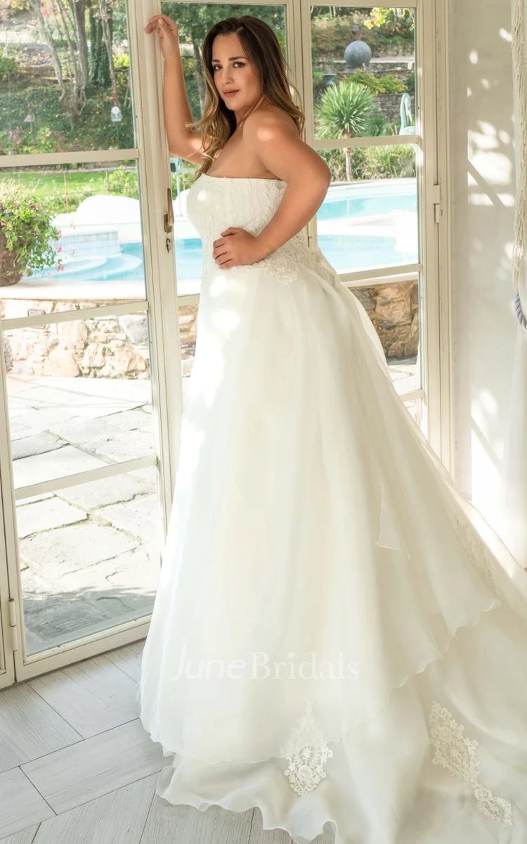 Simple Sweetheart Sleeveless Floor-Length A Line Wedding Dress With Appliques