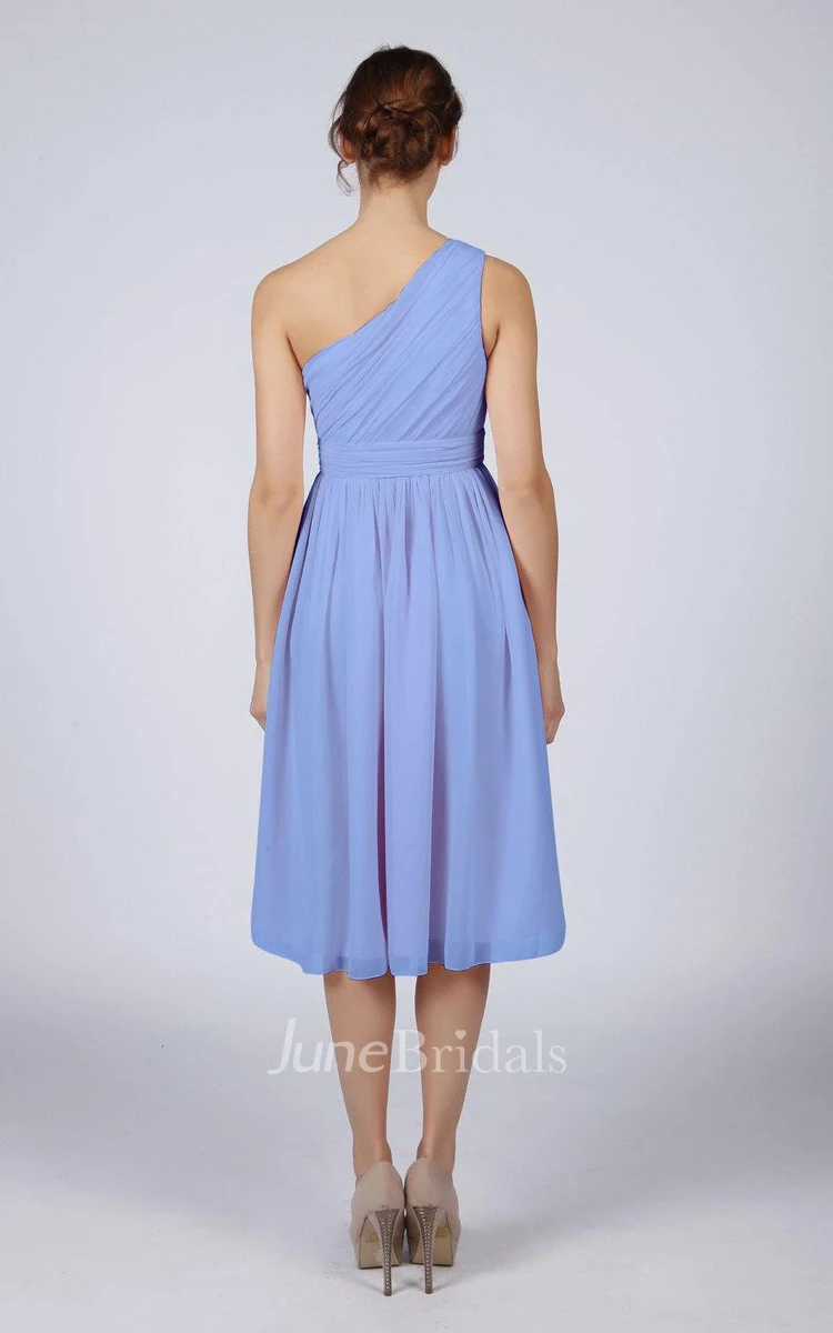 Kingfisher Blue One Shoulder Short Bridesmaid Prom Dress