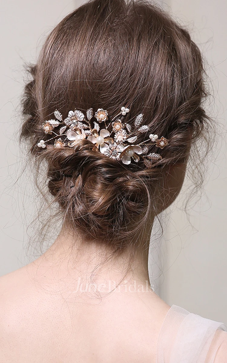 Elegant Vintage Floral Hair Combs with Pearls 