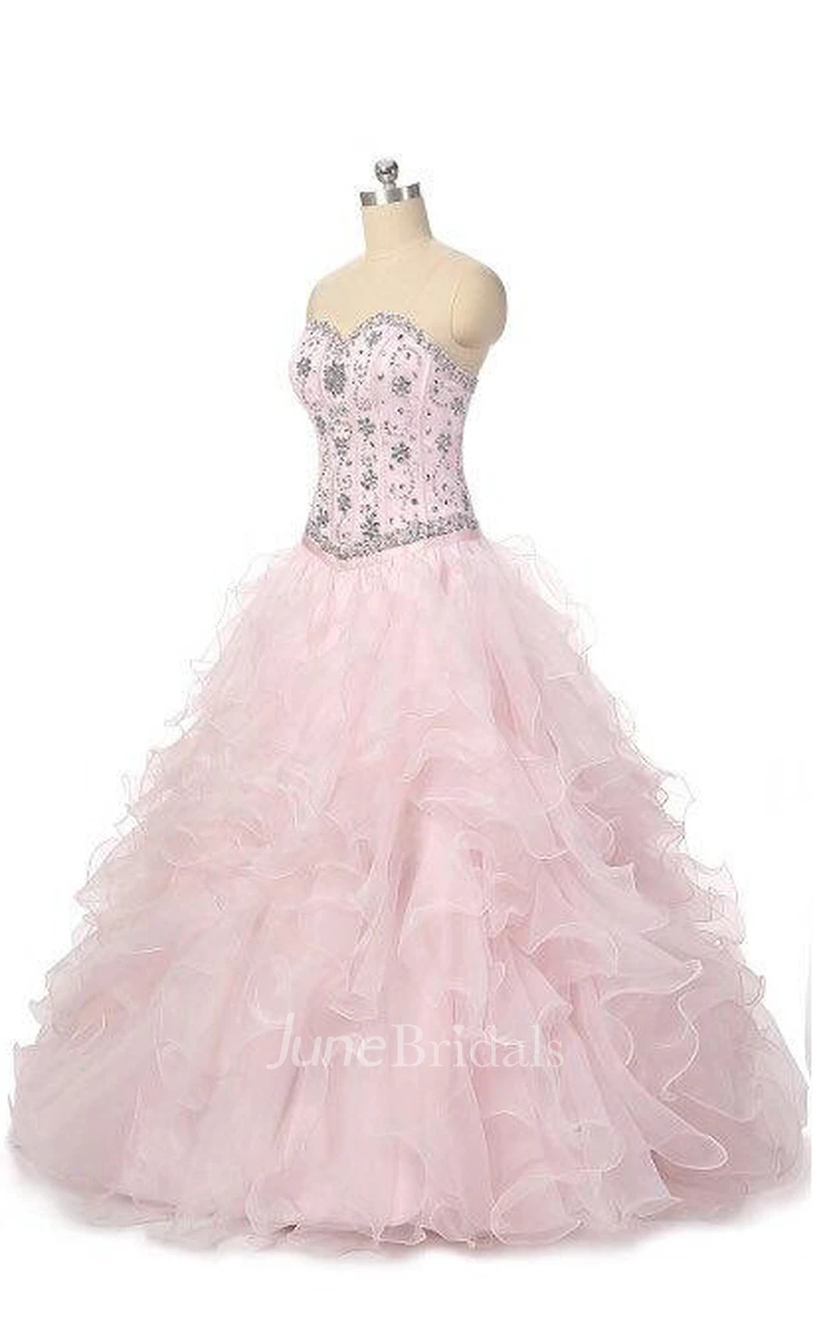 Ball Gown Sweetheart Organza Dress With Beading