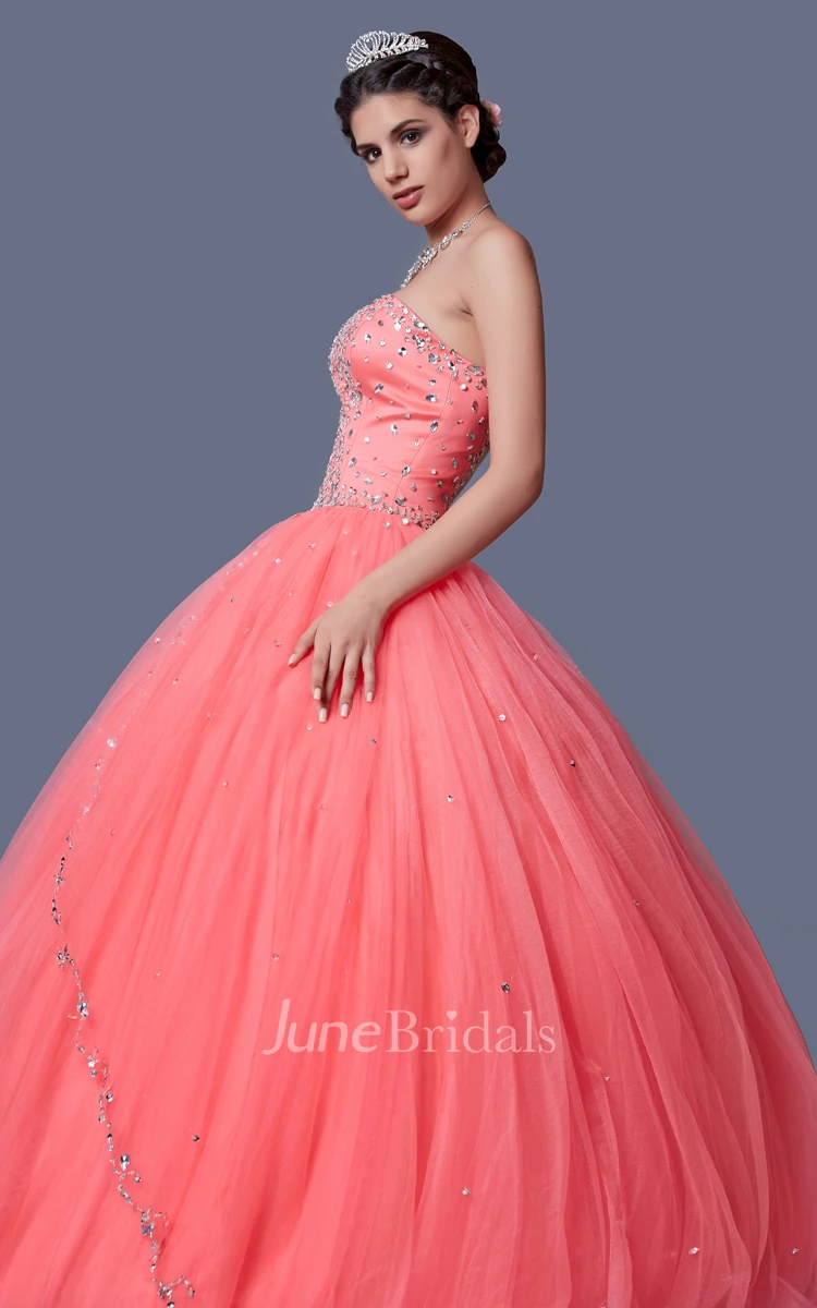 Elegant Princess Style Gown With Drift Away Beadwork on Skirt and Strapless Top