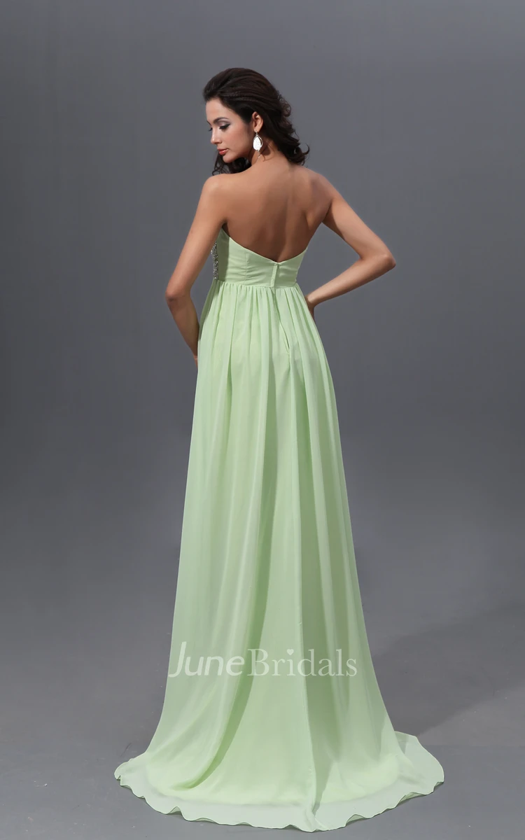 Empire Graceful A-Line Sweetheart Sleeveless Gown With Sequined Bodice